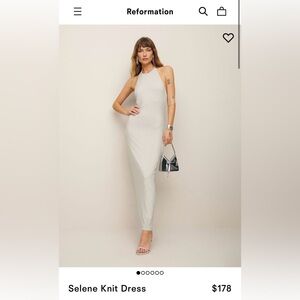 Reformation Selene Knit Dress (Size S, Silver Sparkle)